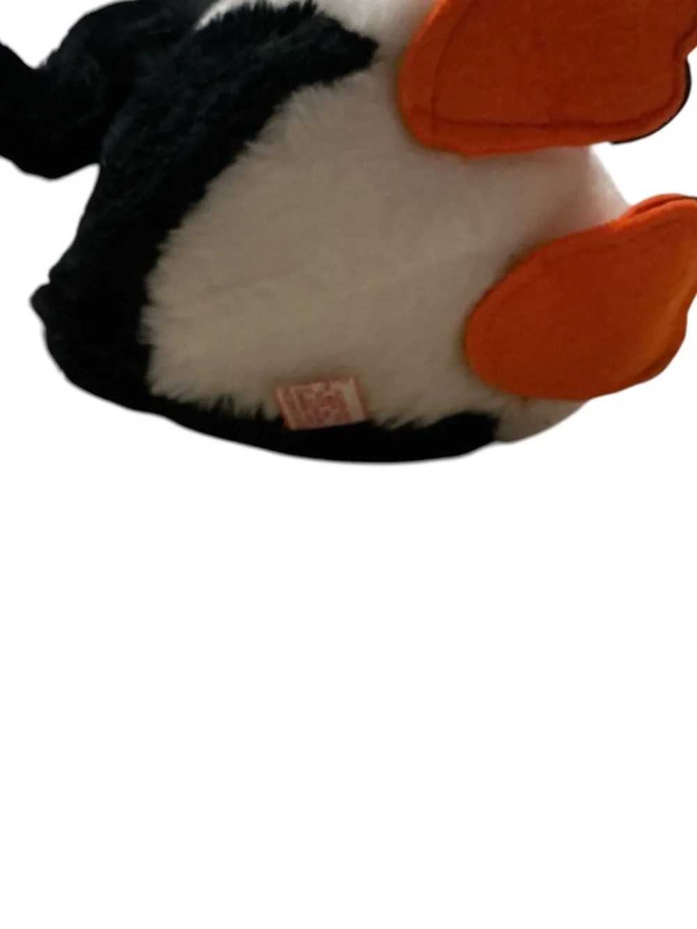 Plush Penguin Bird Toy - Black, White & Orange with Red Scarf